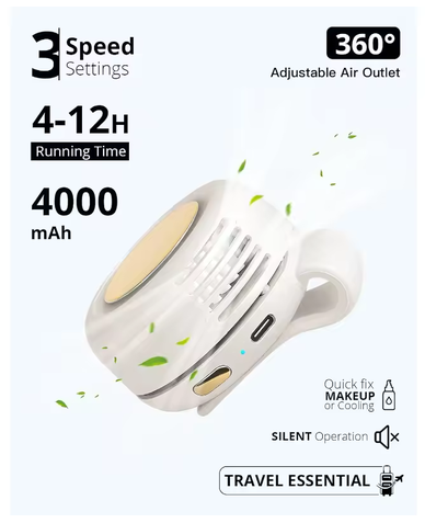 Mini Bladeless Portable Fan with Clip Green