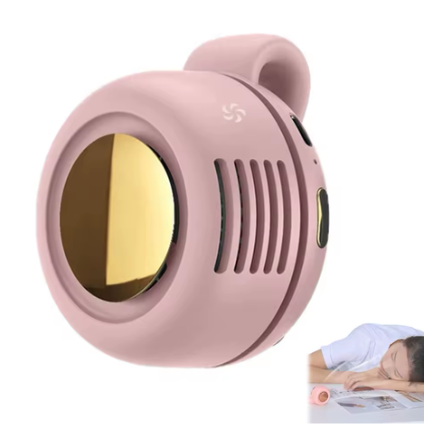 Mini ventilador bladeless rosa - uso en escritorio